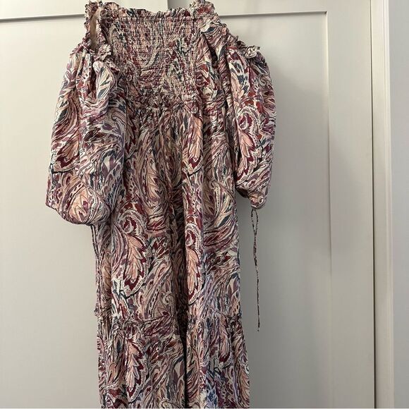 𝅺House of Harlow 1960 Teresa Purple Paisley Puff Sleeve Maxi Dress size medium - Picture 13 of 14